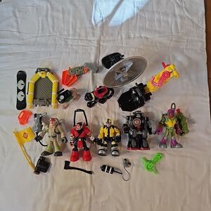 Fisher Price Rescue Heroes 5 Action Figures + Accessories Mattel Lot GUC
